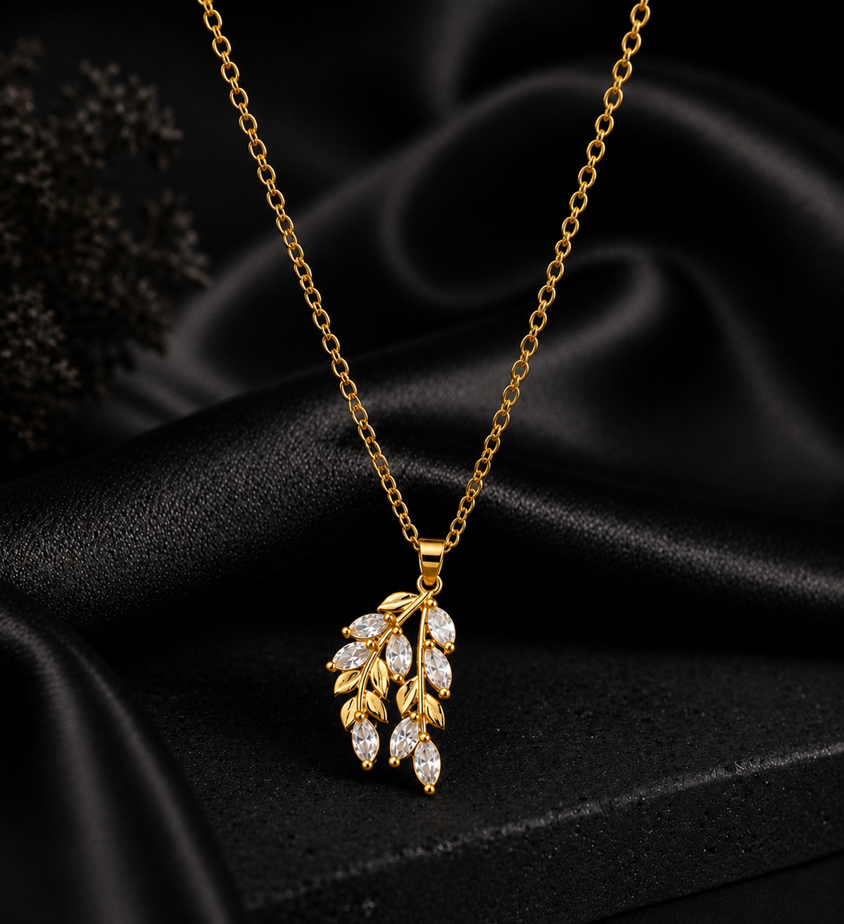 Golden Leaf Drop Necklace
