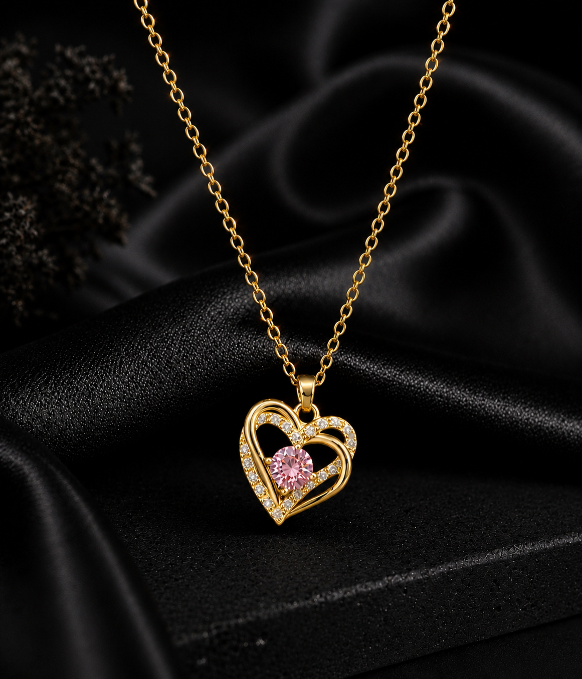 Pink Heart Glow Necklace
