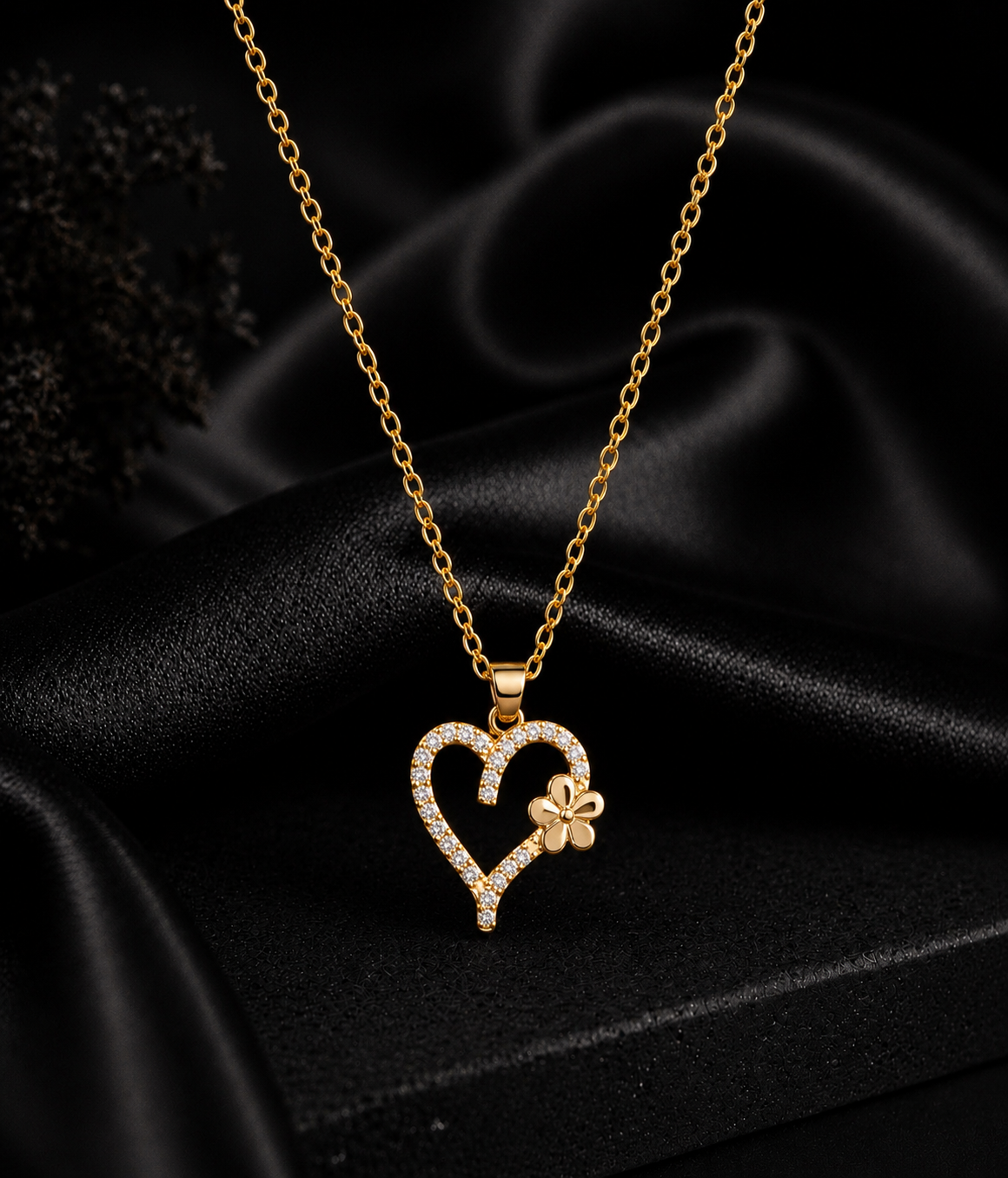 Golden Bloom Heart Necklace